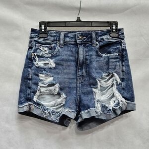 American Eagle Stretch Distressed Mom Short Denim Shorts Size 4